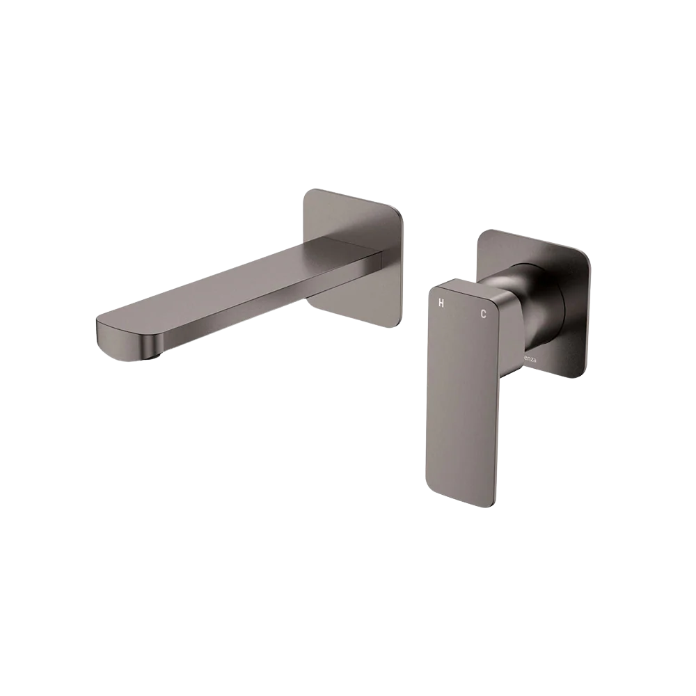 Fienza Tono Basin Wall Mixer Set Square Plates 160mm Outlet Gunmetal Lead Free - Image 3