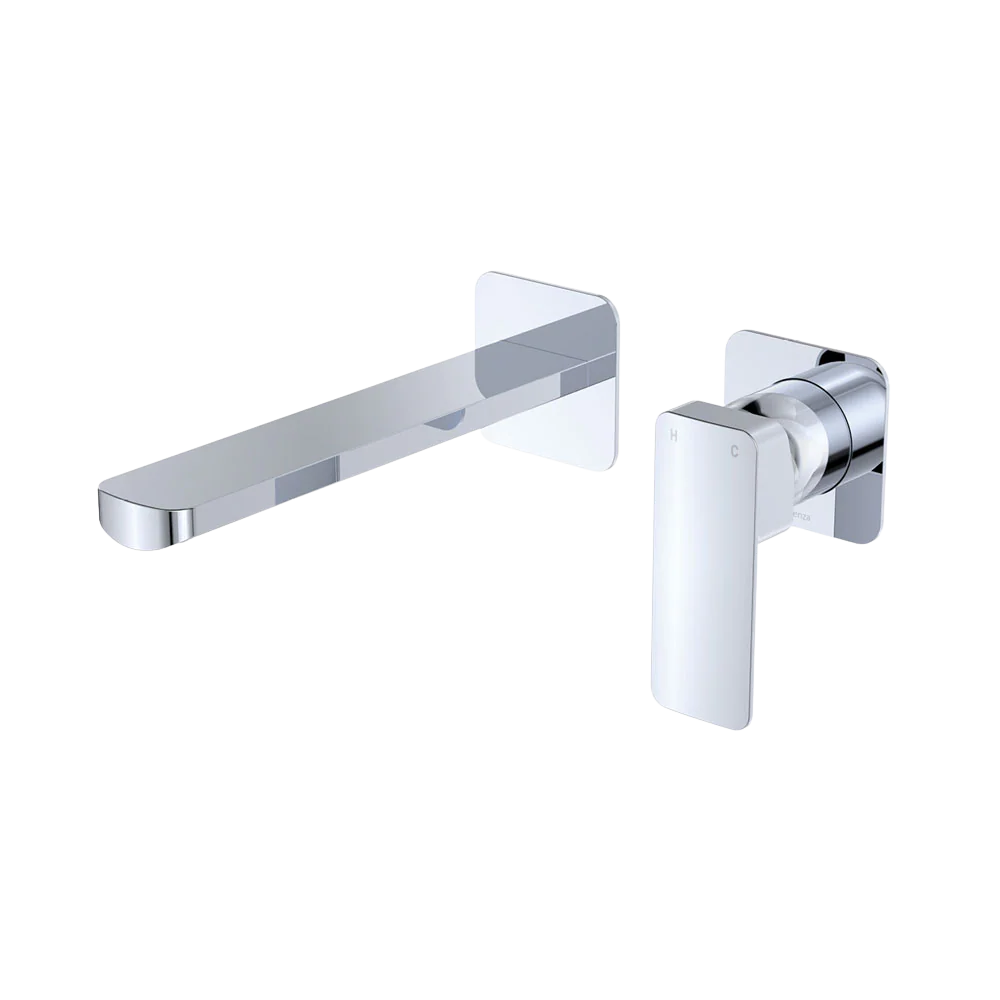 Fienza Tono Basin Wall Mixer Set Square Plates 200mm Outlet Chrome Lead Free - Image 3