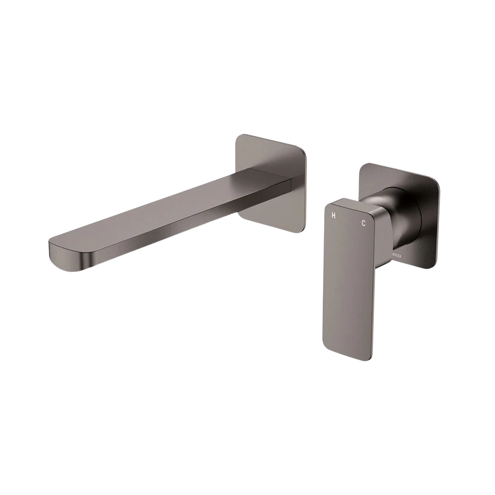 Fienza Tono Basin Wall Mixer Set Square Plates 200mm Outlet Gunmetal Lead Free - Image 3