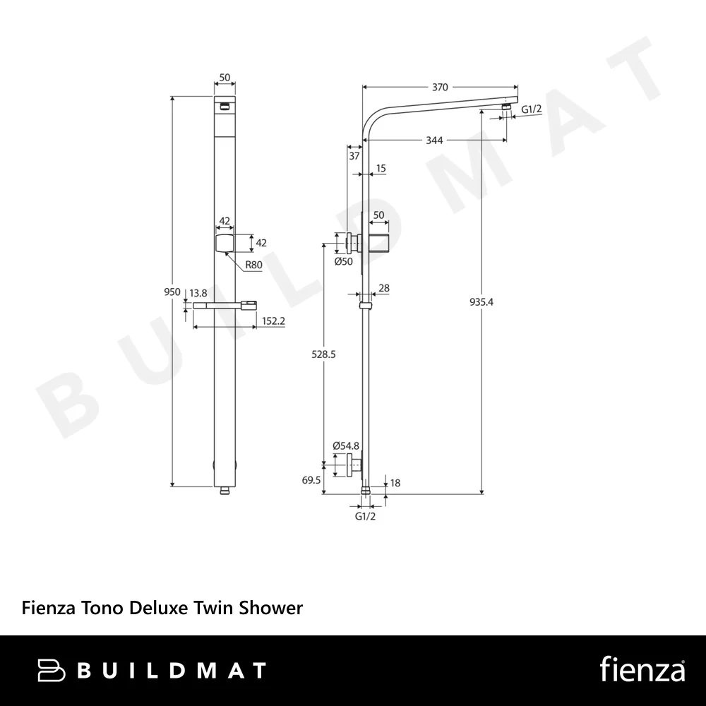 Fienza Tono Deluxe Twin Shower Gunmetal - Image 4