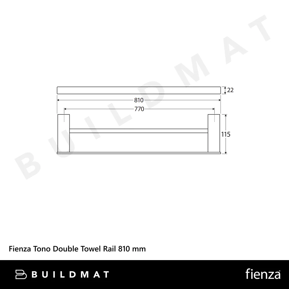 Fienza Tono Double Towel Rail 810 mm Brushed Nickel - Image 4