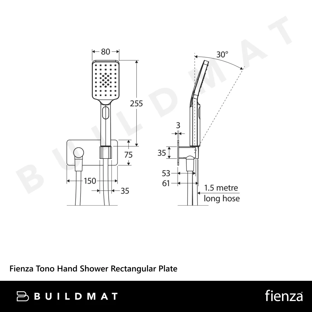 Fienza Tono Hand Shower Rectangular Plate Chrome - Image 4