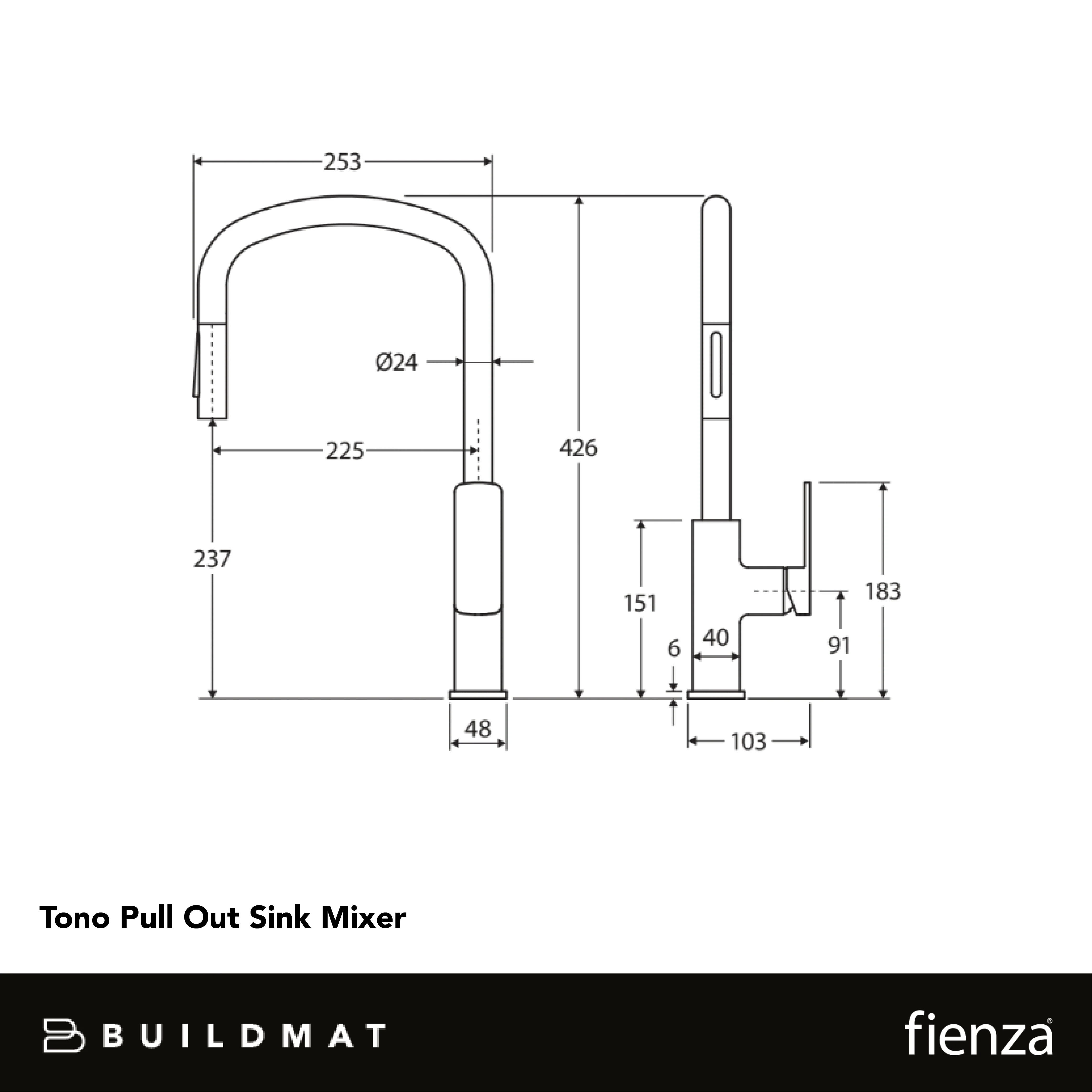 Fienza Tono Pull Out Sink Mixer Urban Brass Lead Free - Image 4