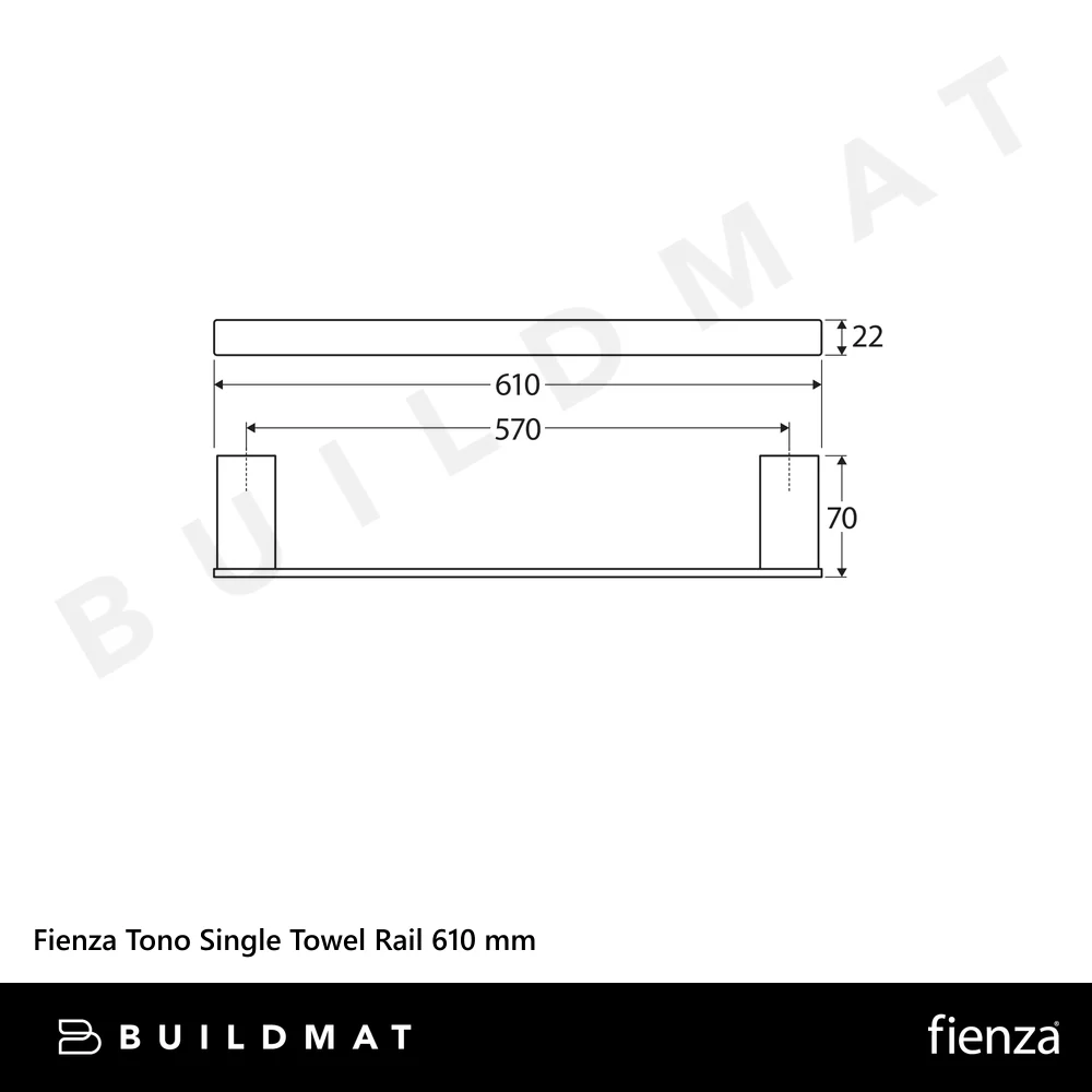 Fienza Tono Single Towel Rail 610 mm Chrome - Image 4