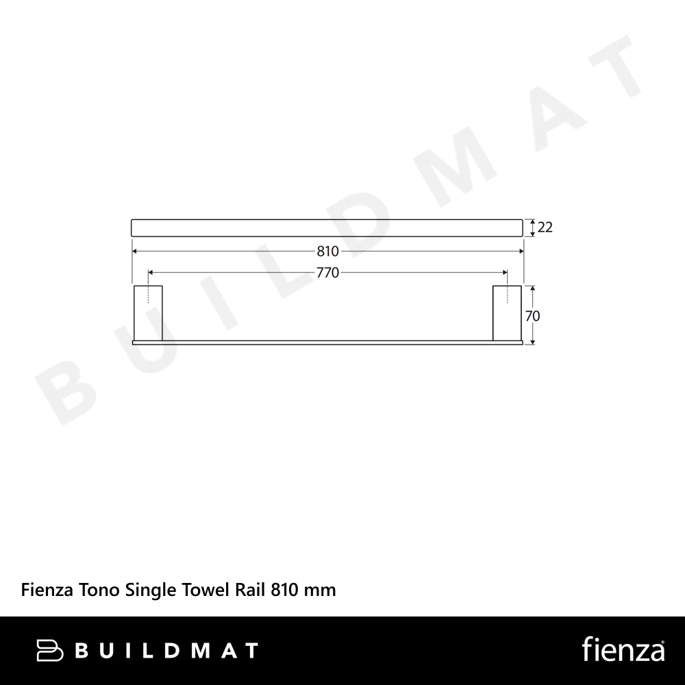 Fienza Tono Single Towel Rail 810 mm Brushed Nickel - Image 4