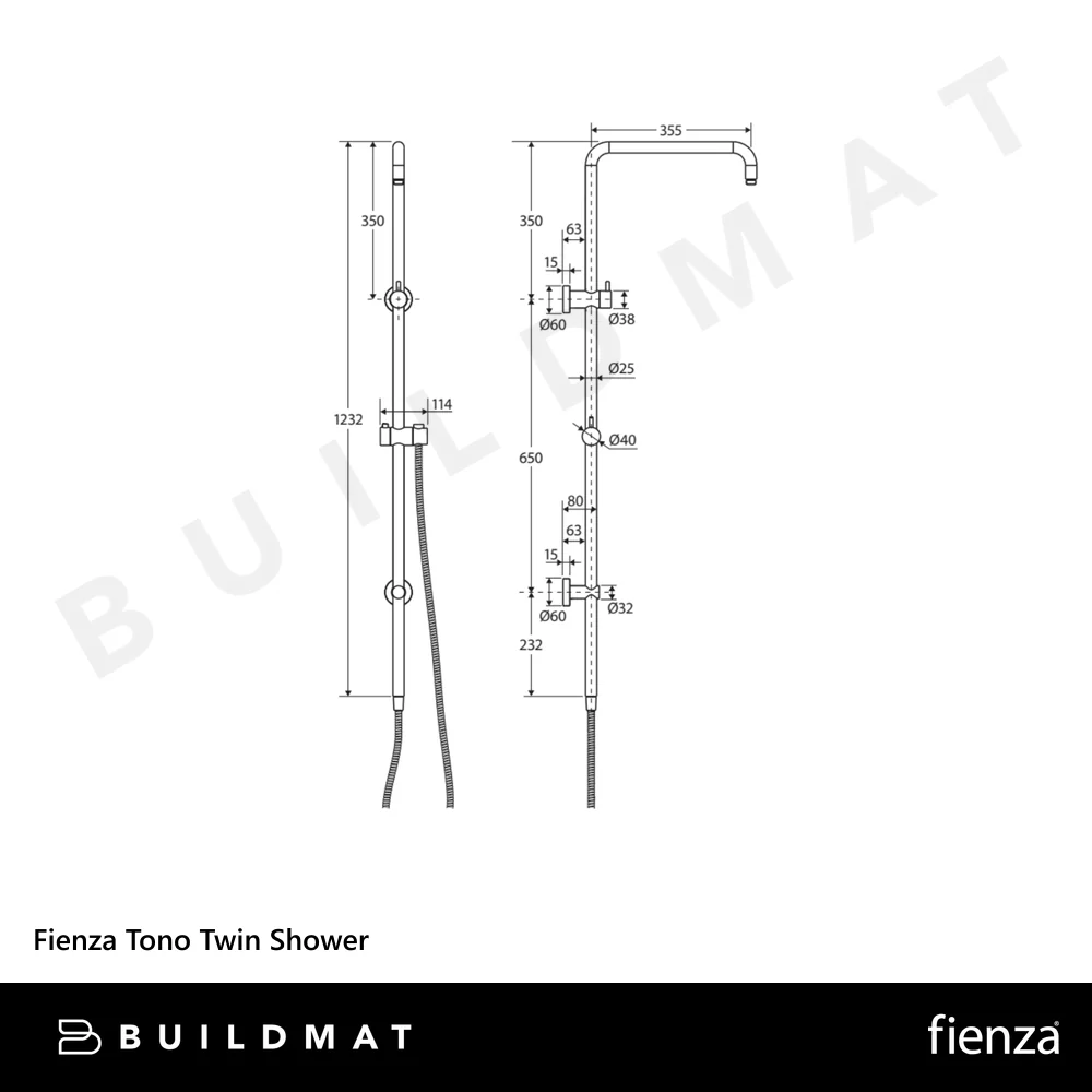 Fienza Tono Twin Shower Matte Black - Image 4