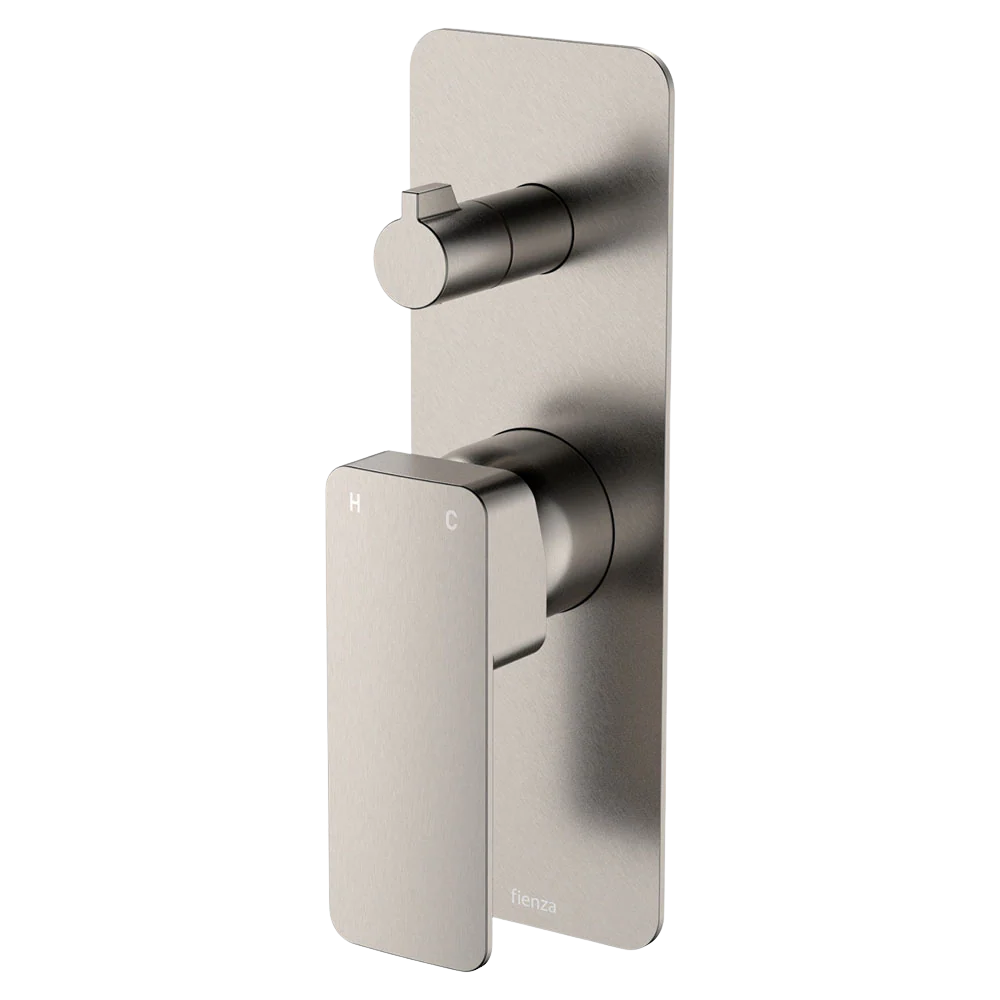 Fienza Tono Wall Diverter Mixer Rectangular Plate Brushed Nickel Lead Free - Image 3