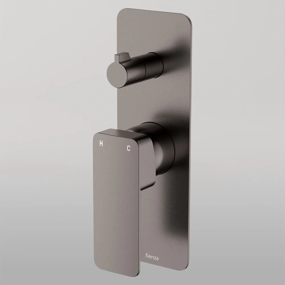 Fienza Tono Wall Diverter Mixer Rectangular Plate Gunmetal Lead Free - Image 2
