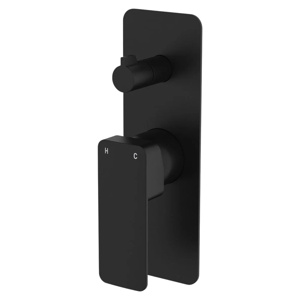 Fienza Tono Wall Diverter Mixer Rectangular Plate Matte Black Lead Free - Image 3