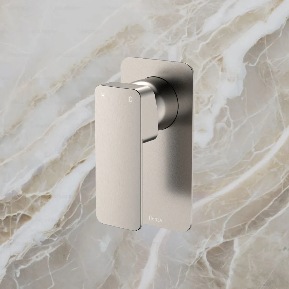 Fienza Tono Wall Mixer Rectangular Plate Brushed Nickel Lead Free - Image 2