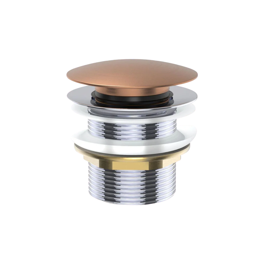 Fienza Universal Pull-Out/Pop-Up Brass Cap Bath Waste Non-Overflow Brushed Copper