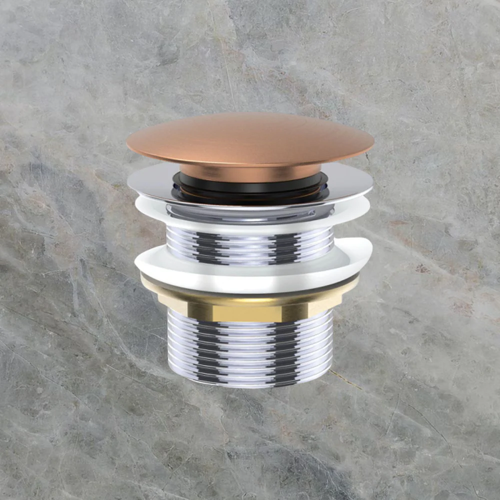 Fienza Universal Pull-Out/Pop-Up Brass Cap Bath Waste Non-Overflow Brushed Copper - Image 2