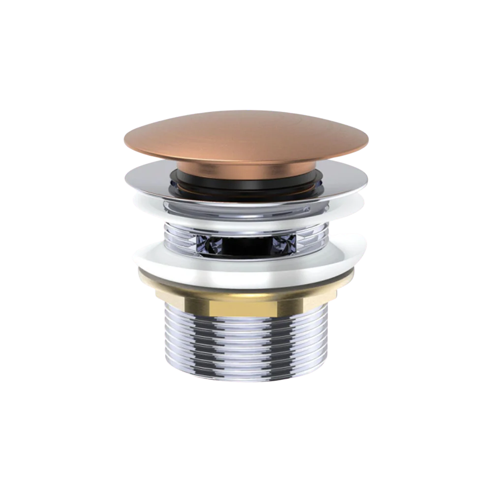 Fienza Universal Pull-Out/Pop-Up Brass Cap Bath Waste with Overflow Brushed Copper