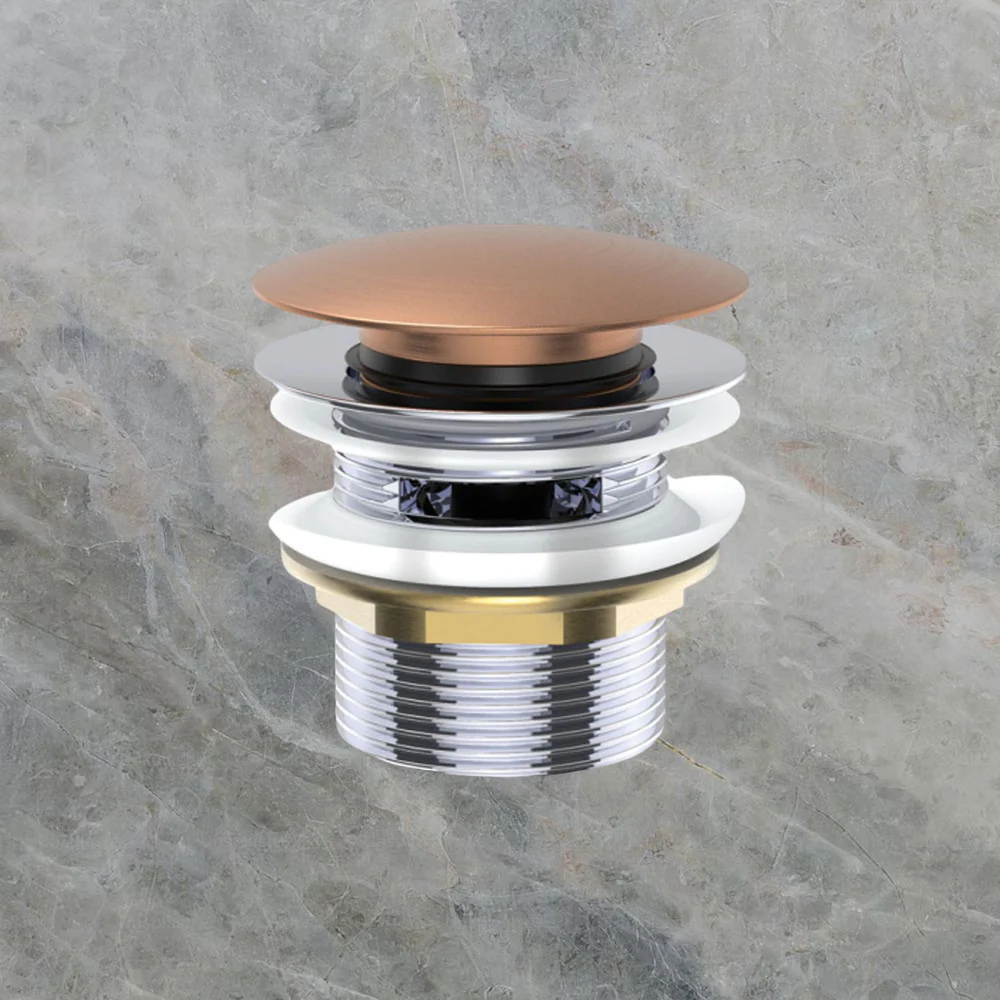 Fienza Universal Pull-Out/Pop-Up Brass Cap Bath Waste with Overflow Brushed Copper - Image 2
