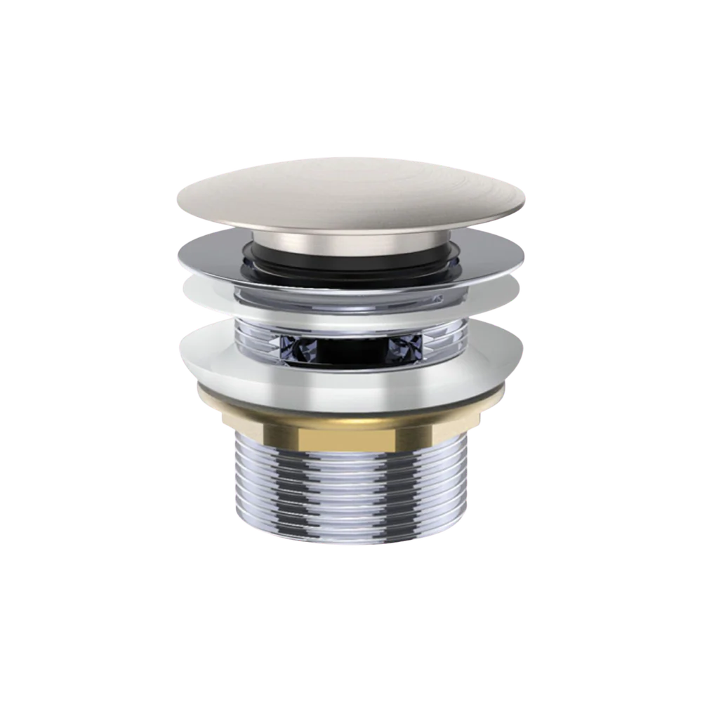 Fienza Universal Pull-Out/Pop-Up Brass Cap Bath Waste with Overflow Brushed Nickel - Image 3