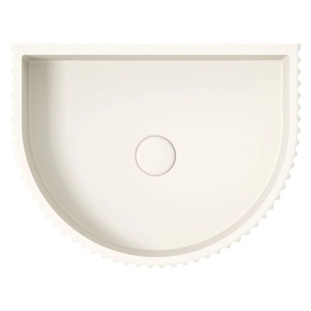 Fienza Valentina Fluted Arch Concrete Wall Hung Basin Warm White - Image 5