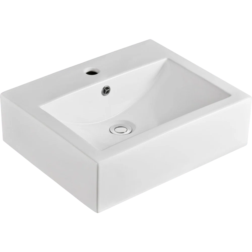 Fienza Willow Above Counter Basin with Overflow 1 Tap Hole Gloss White