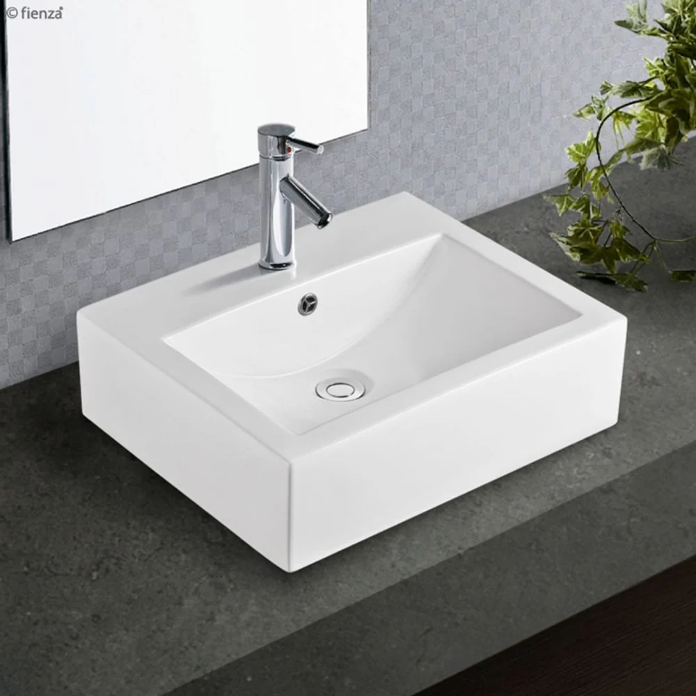 Fienza Willow Above Counter Basin with Overflow 1 Tap Hole Gloss White - Image 2