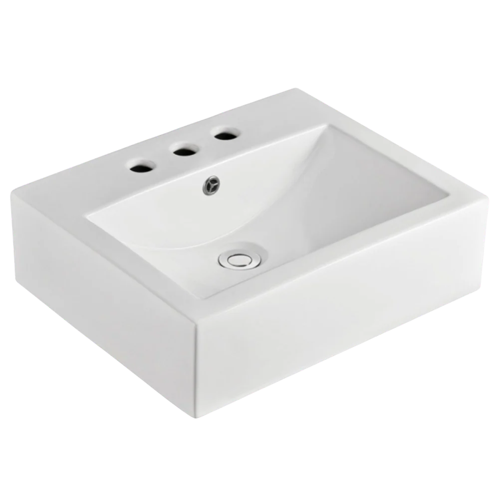 Fienza Willow Above Counter Basin with Overflow 3 Tap Holes Gloss White - Image 3