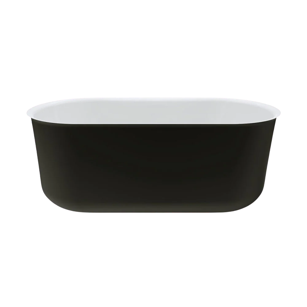 Fienza Windsor 1500mm Freestanding Acrylic Bath Matte Black with Matte White Interior - Image 3