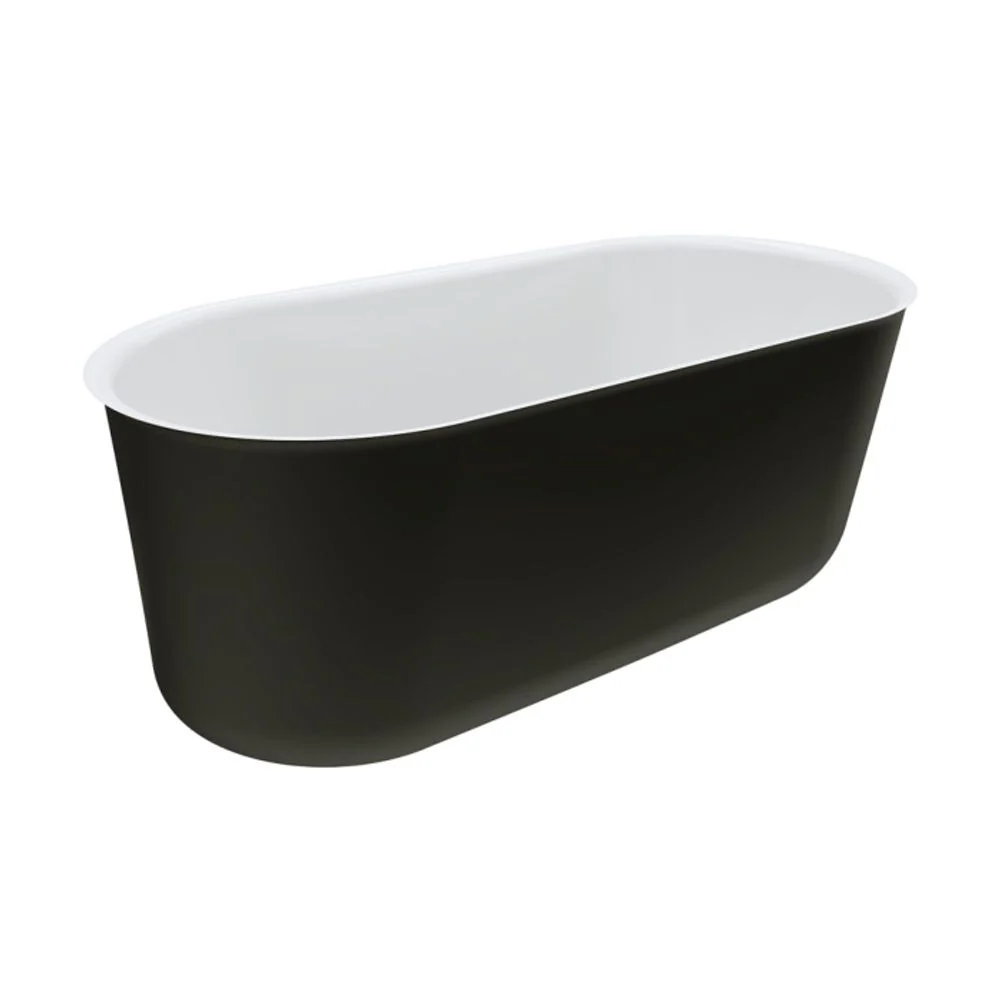Fienza Windsor 1500mm Freestanding Acrylic Bath Matte Black with Matte White Interior - Image 5