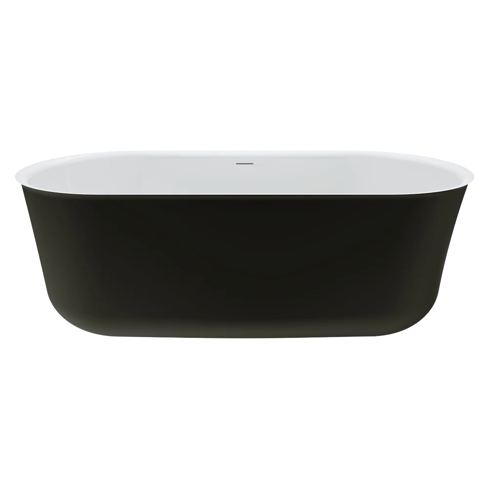 Fienza Windsor Freestanding Acrylic Bath with Overflow 1700mm Matte Black - Image 3