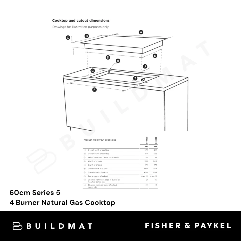 Fisher & Paykel Series 5 60cm 4 Burner Natural Gas Cooktop Stainless Steel - Image 4