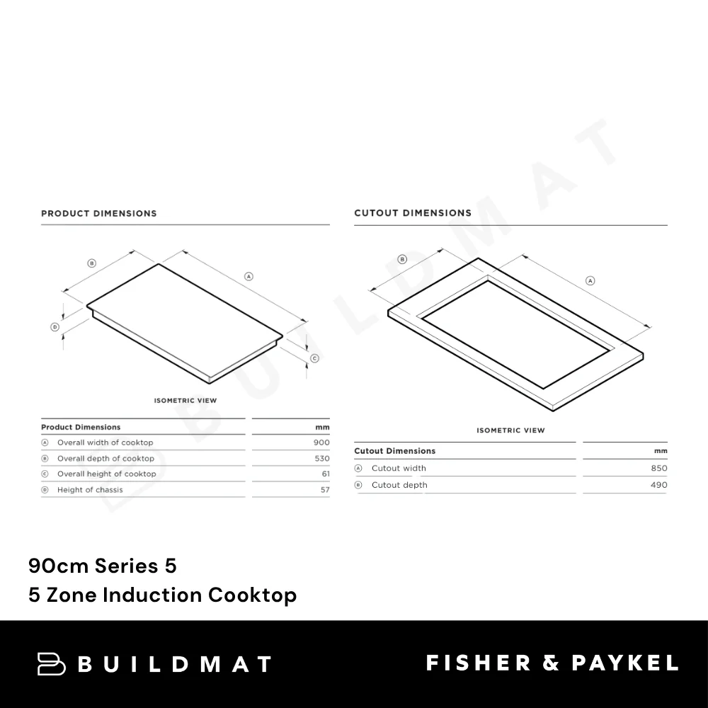 Fisher & Paykel Series 5 90cm 5 Zone Induction Cooktop Low Current Black Glass - Image 4