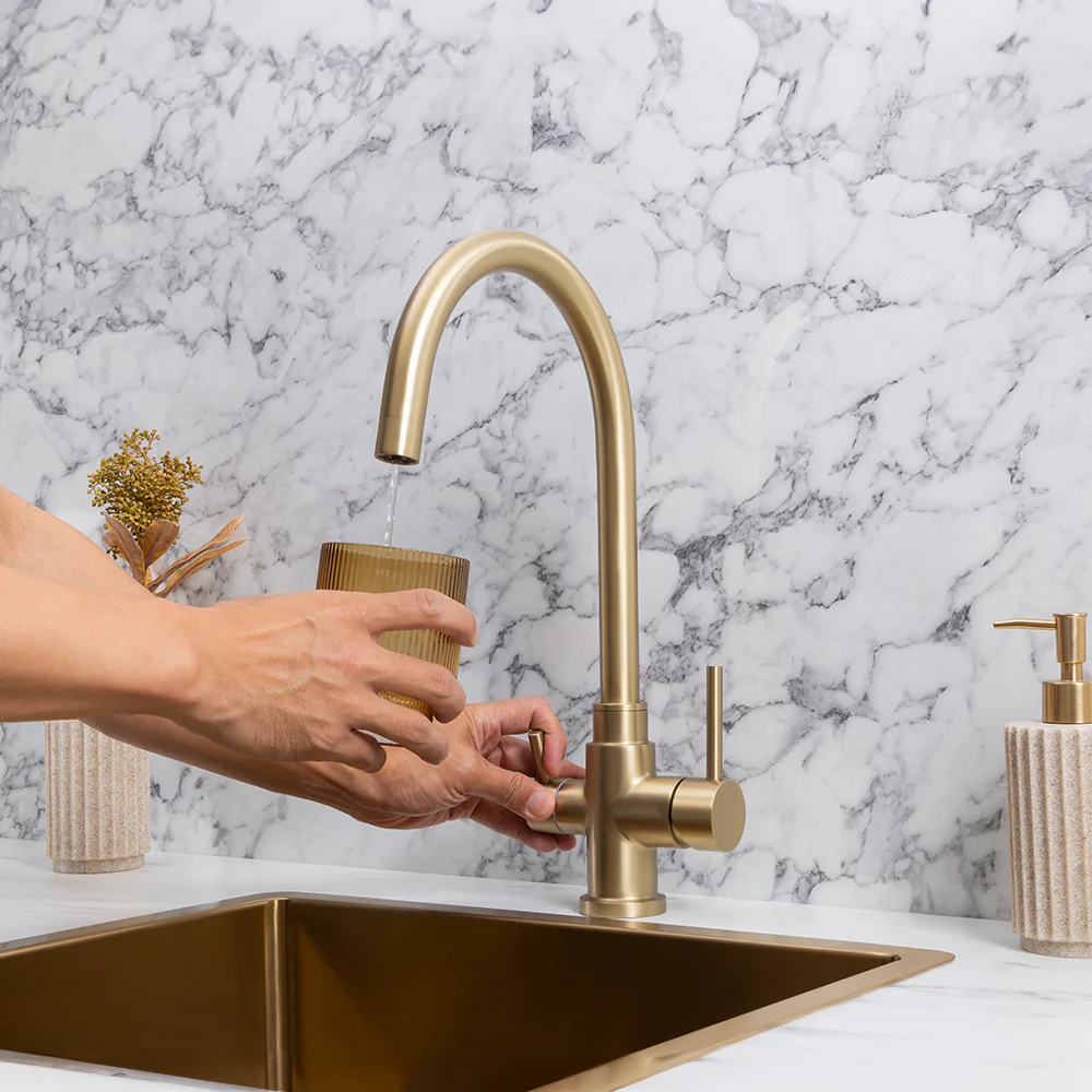 Alma Fleta Brushed Brass Gold 3 Way Filter Water Tap - Image 4