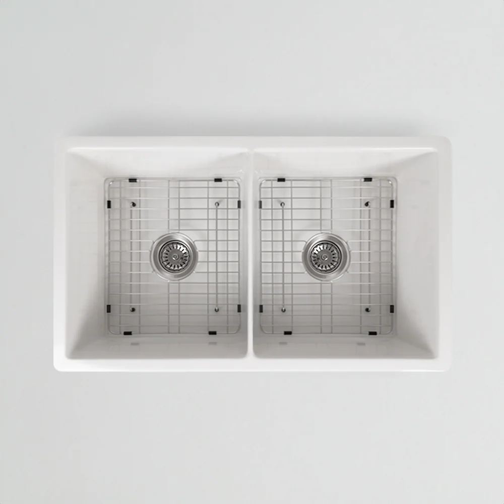 Alma Fleur 813x483 Gloss White Fireclay Double Bowl Sink - Image 5