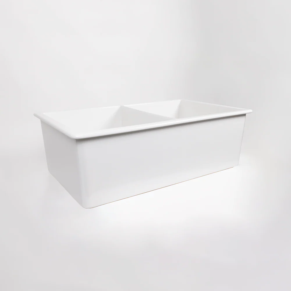 Alma Fleur 813x483 Gloss White Fireclay Double Bowl Sink - Image 7