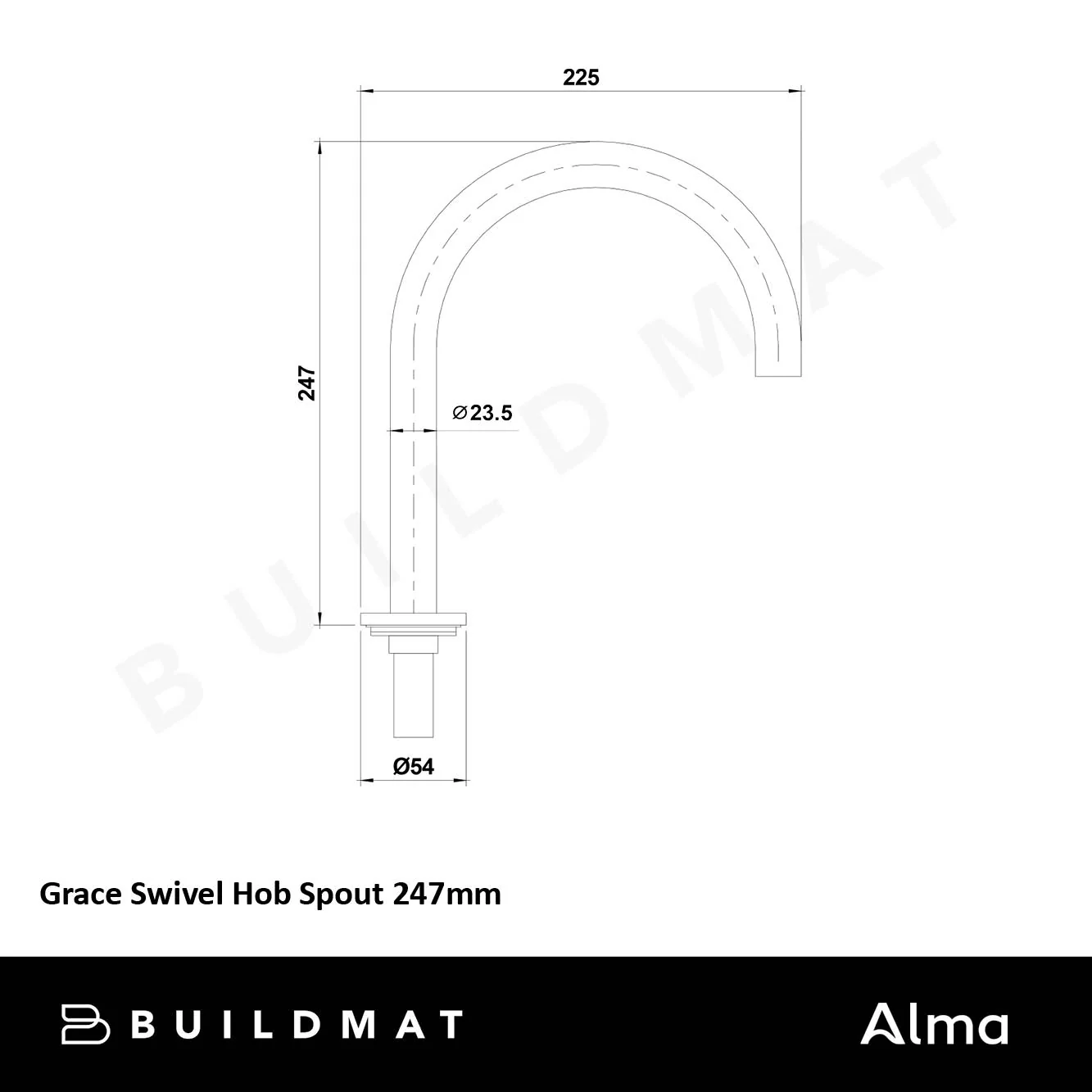 Alma Grace Swivel Hob Spout 247mm Brushed Brass Gold - Image 6