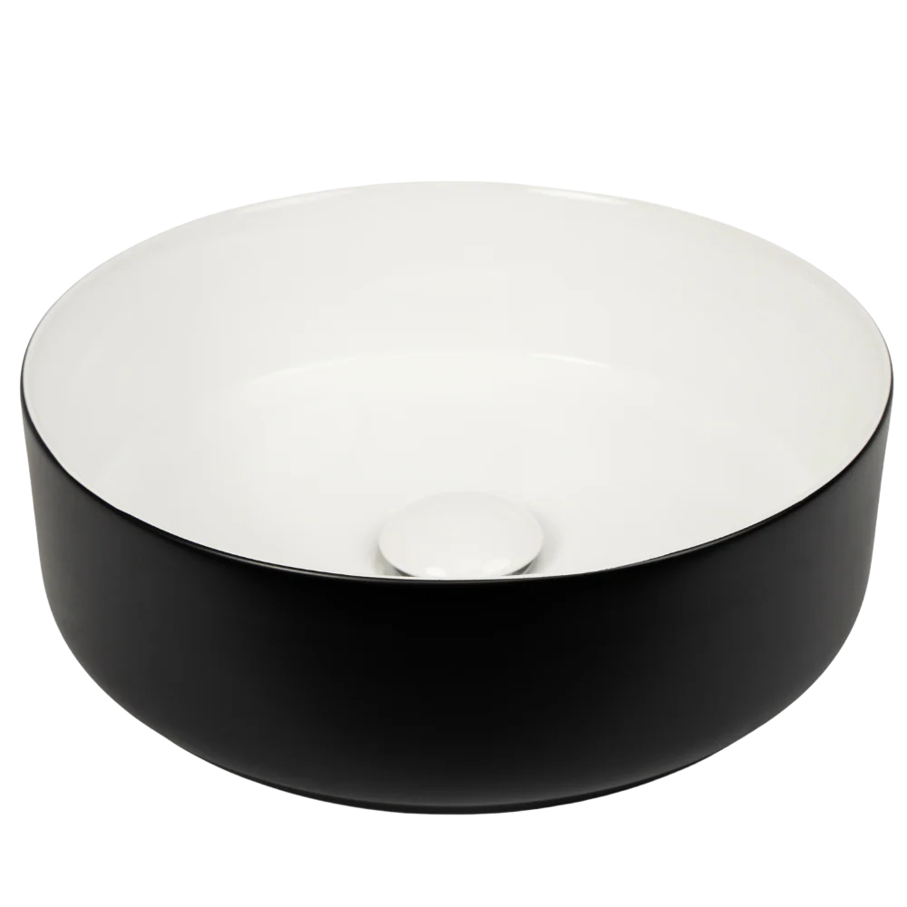 Alma Gunay Matte Black and Gloss White Circle Basin - Image 3