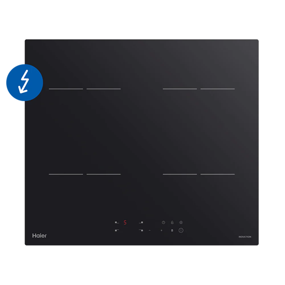 Haier 60cm 300 Series Induction Cooktop Low Current Black Glass - Image 3