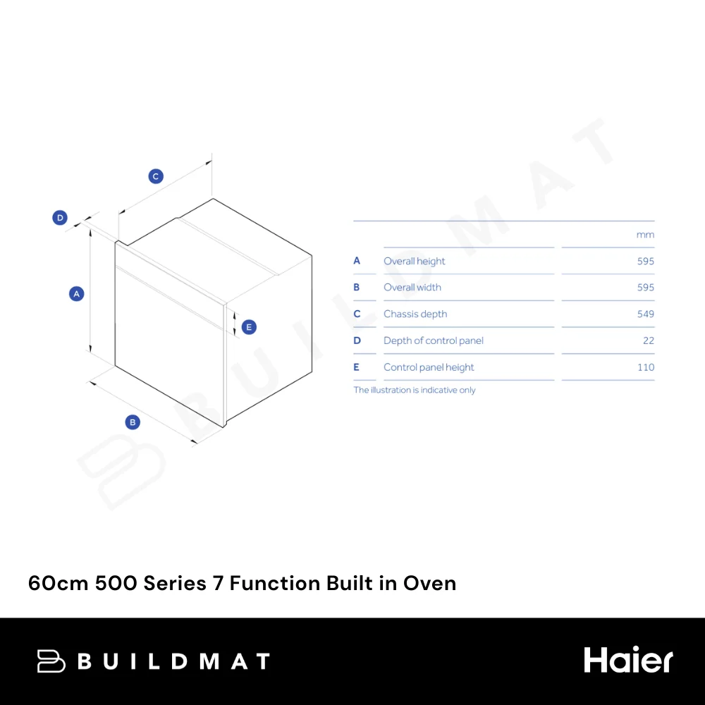 Haier 60cm 500 Series 7 Function Built in Oven Black - Image 6