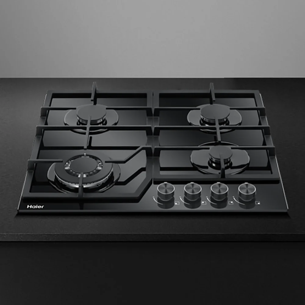 Haier 60cm 500 Series Gas on Glass Cooktop Black Glass - Image 2