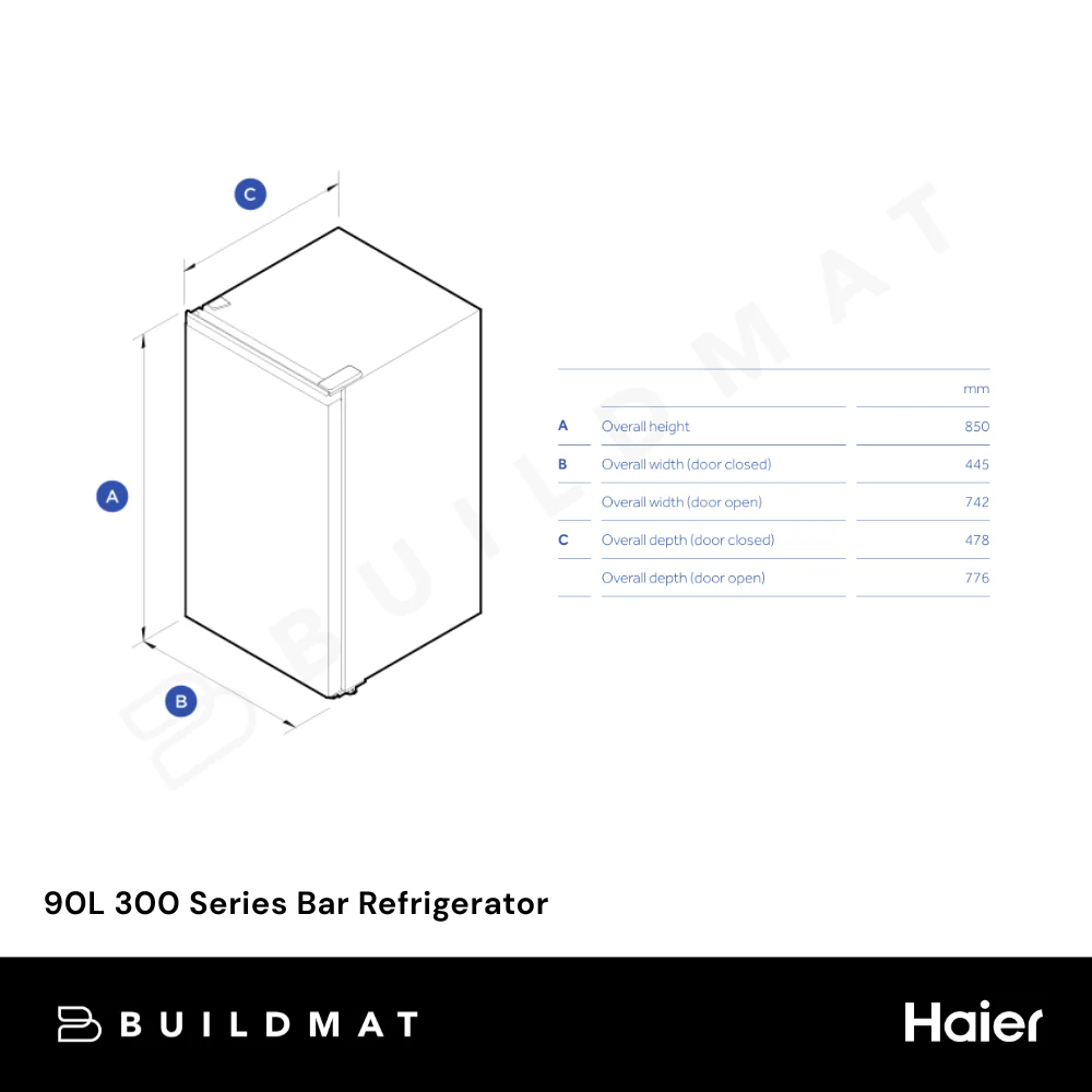 Haier 90L 300 Series Bar Refrigerator Black - Image 7