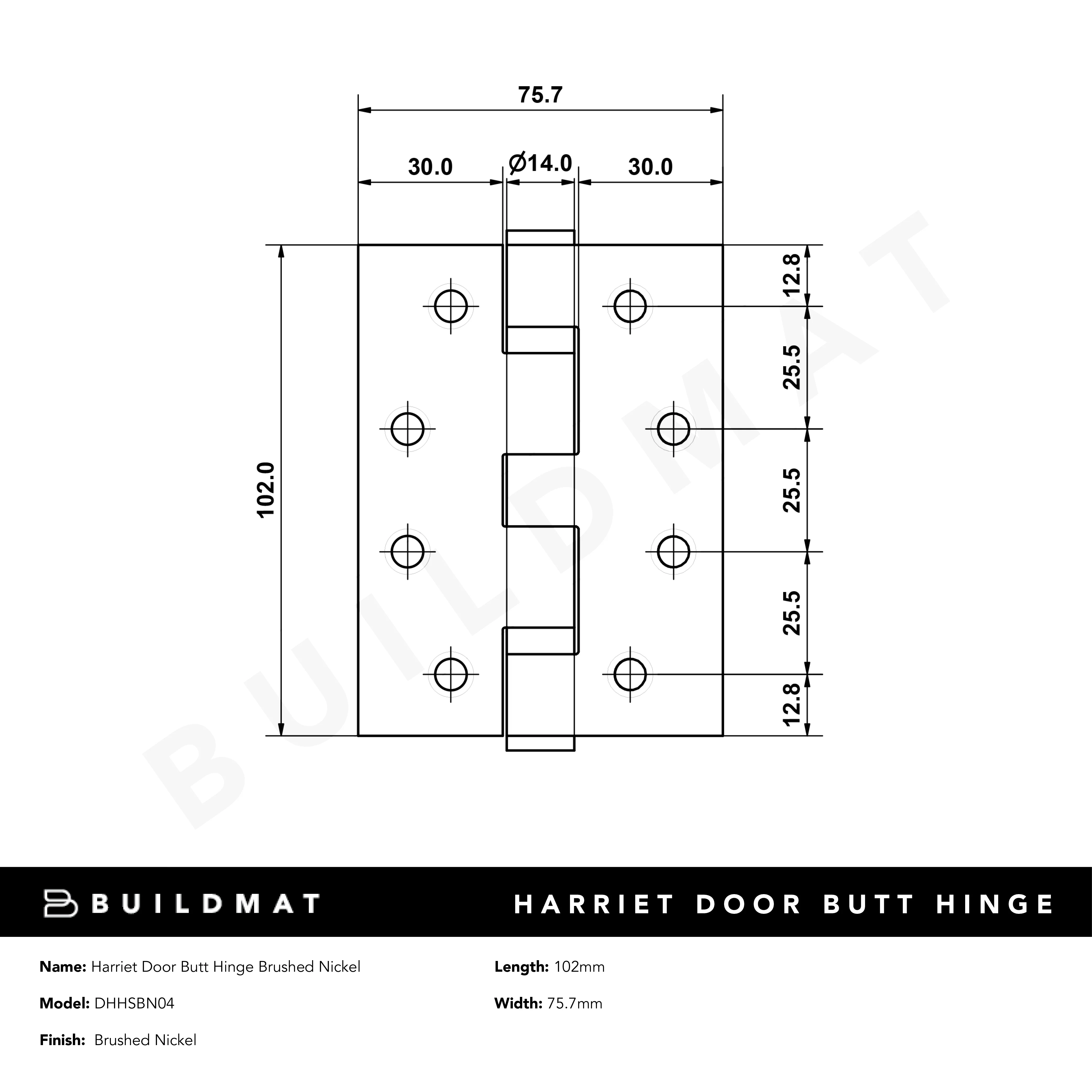 Alma Harriet Door Butt Hinge Brushed Nickel - Image 6