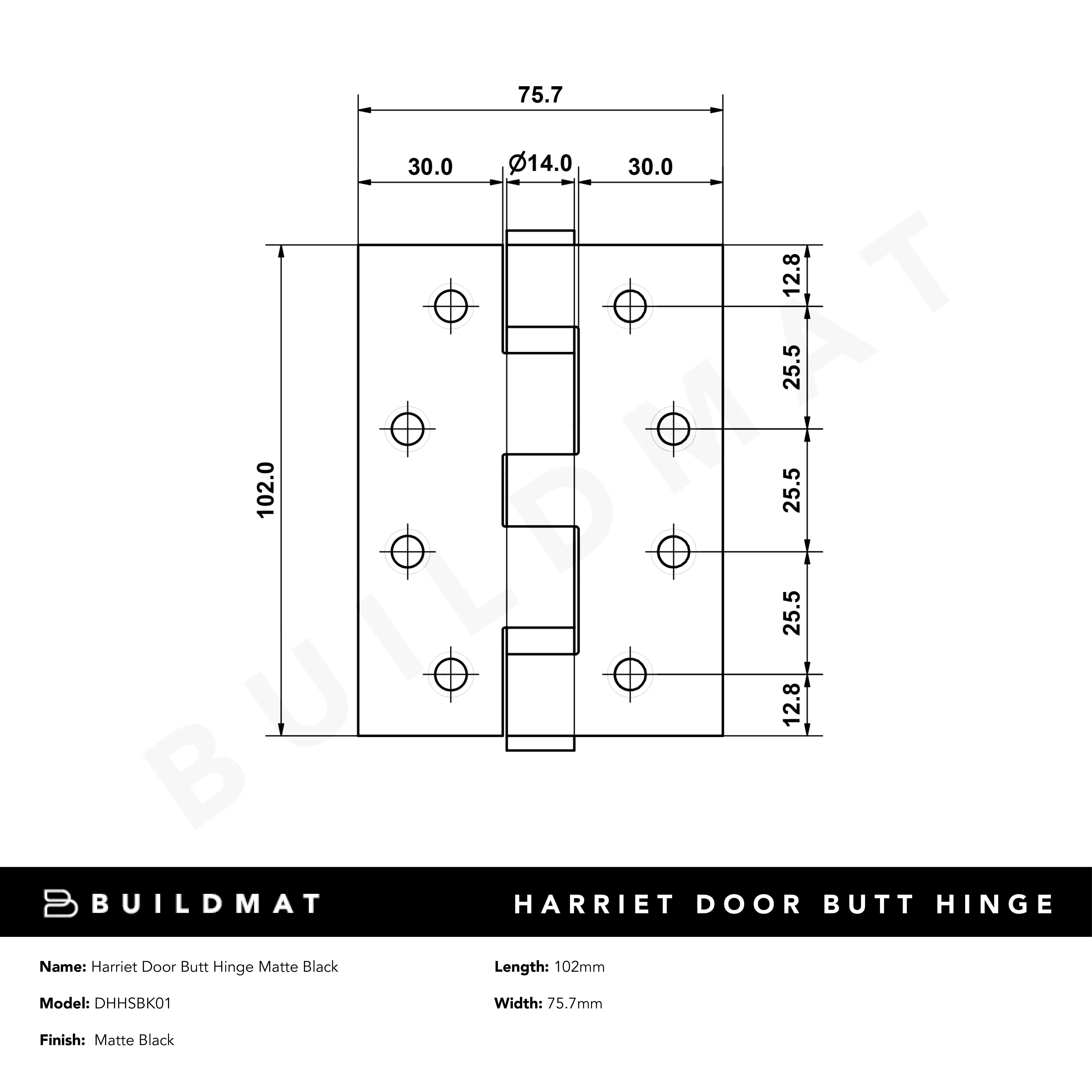 Alma Harriet Door Butt Hinge Matte Black - Image 6