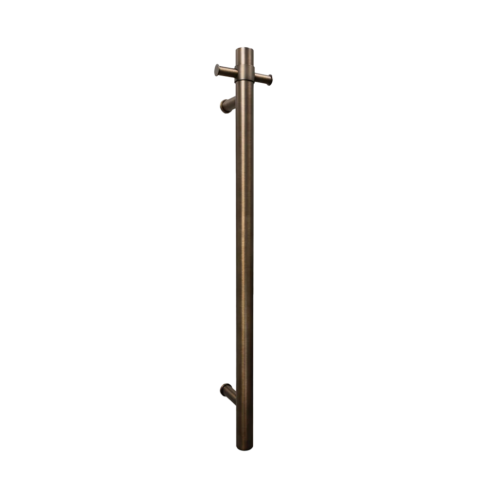 Alma Vincent Vertical Heated Towel Rail Brushed Vintage Antique Brass - Image 3