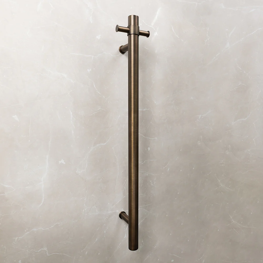 Alma Vincent Vertical Heated Towel Rail Brushed Vintage Antique Brass - Image 6