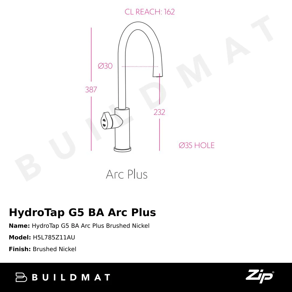 Zip Water HydroTap G5 BA Arc Plus Brushed Nickel - Image 4