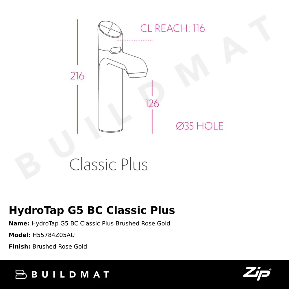 Zip Water HydroTap G5 BC Classic Plus Brushed Rose Gold - Image 4