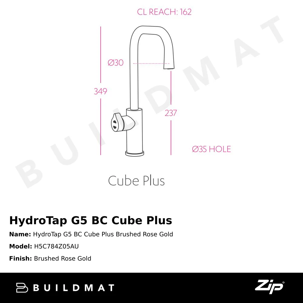 Zip Water HydroTap G5 BC Cube Plus Brushed Rose Gold - Image 4