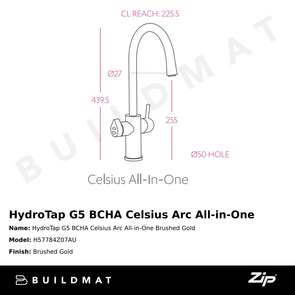 Zip Water HydroTap G5 BCHA Celsius Arc All-in-One Brushed Gold - Image 4