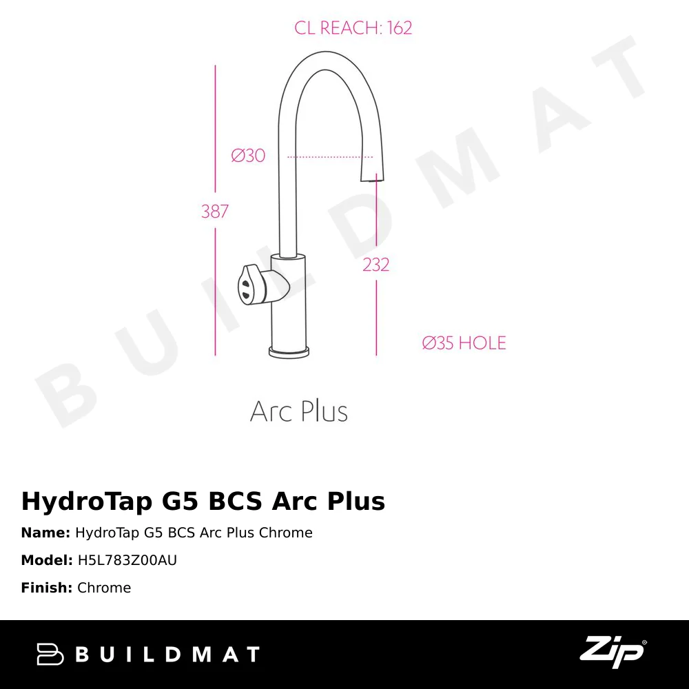 Zip Water HydroTap G5 BCS Arc Plus Chrome - Image 4