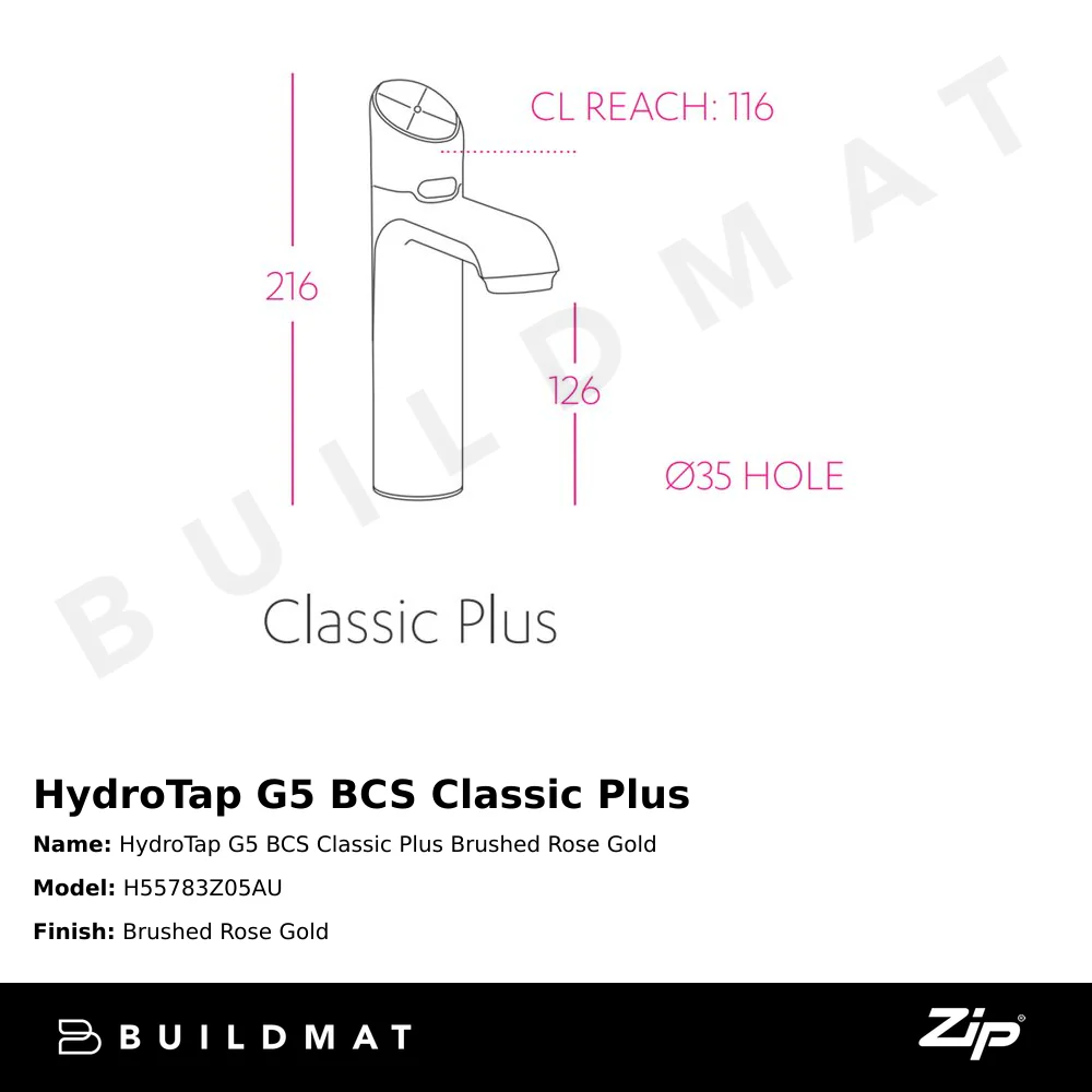 Zip Water HydroTap G5 BCS Classic Plus Brushed Rose Gold - Image 4
