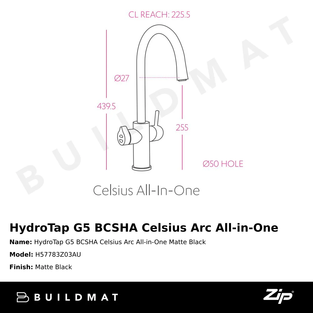 Zip Water HydroTap G5 BCSHA Celsius Arc All-in-One Matte Black - Image 4