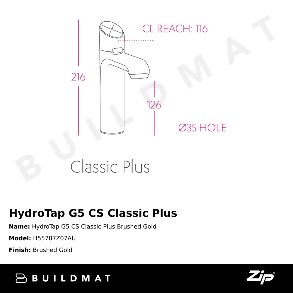 Zip Water HydroTap G5 CS Classic Plus Brushed Gold - Image 4