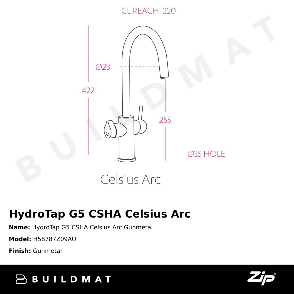 Zip Water HydroTap G5 CSHA Celsius Arc Gunmetal - Image 4